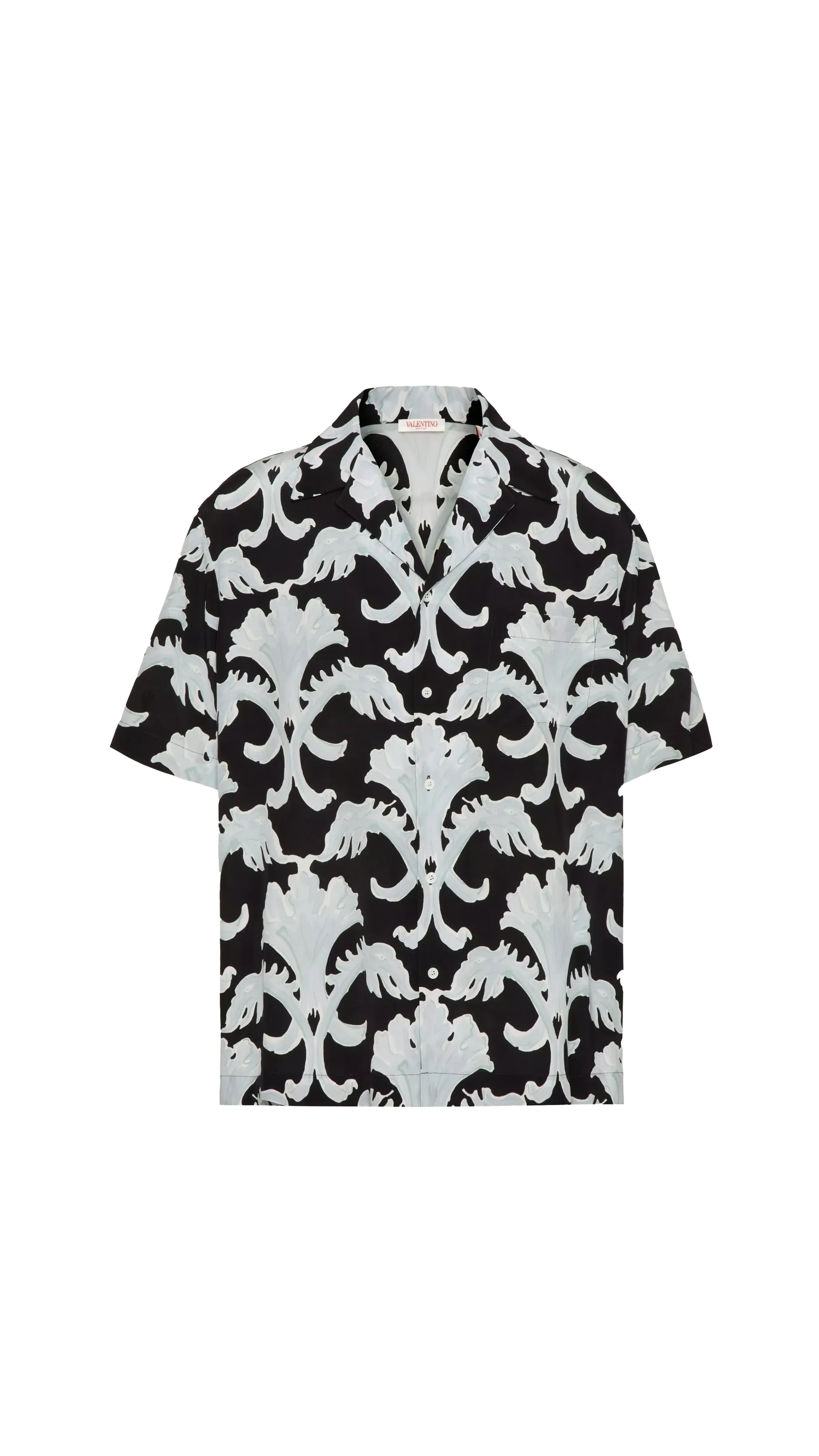 Metamorphos Bowling Shirt - Black Grey Wall Print