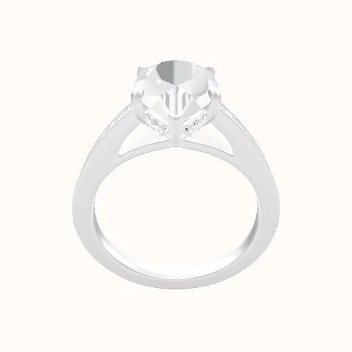 Micropave Cathedral Engagement Ring With Low Set Pave  Hidden Halo Head