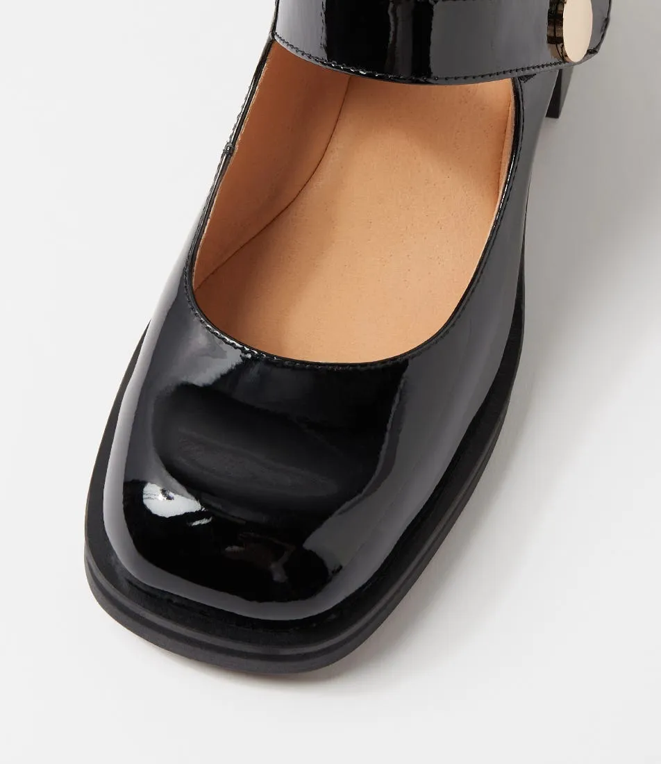 MIDAS Edid Black Patent Leather Mary Jane Heels