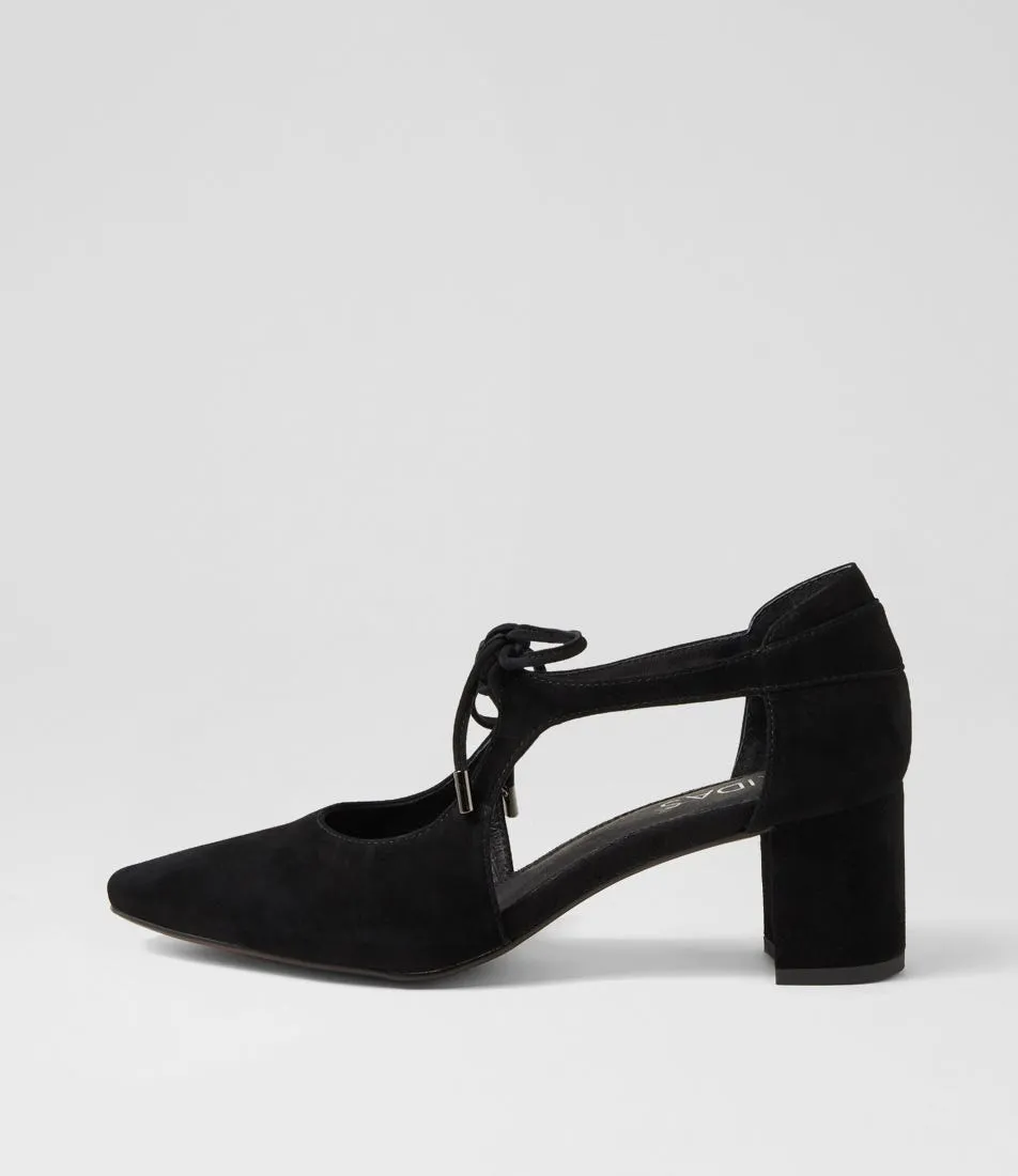 MIDAS Lexaa Black Suede Mary Jane Heels