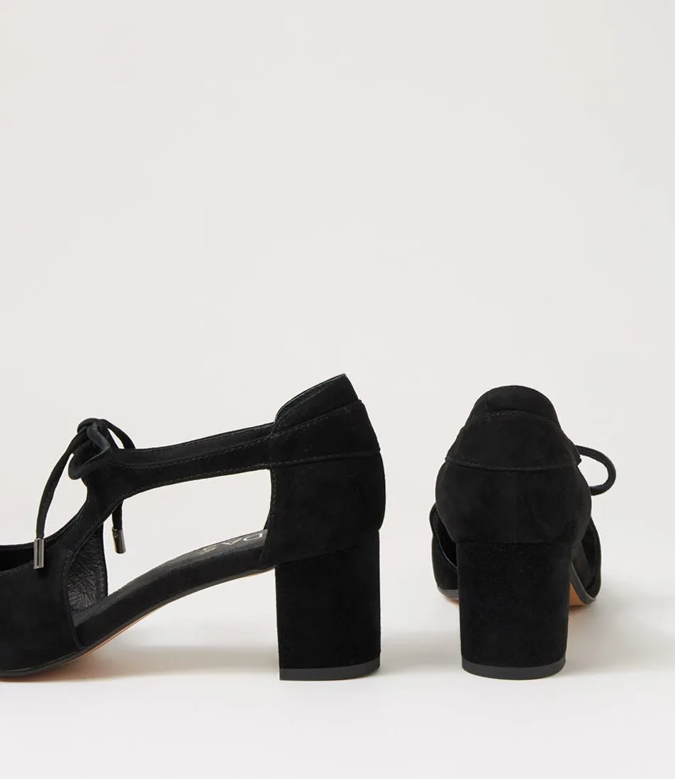 MIDAS Lexaa Black Suede Mary Jane Heels