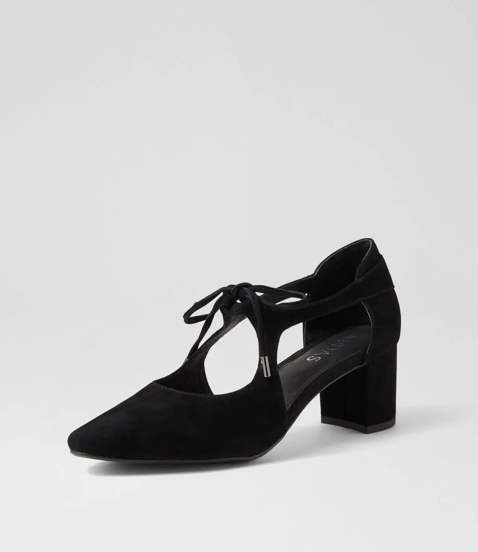 MIDAS Lexaa Black Suede Mary Jane Heels