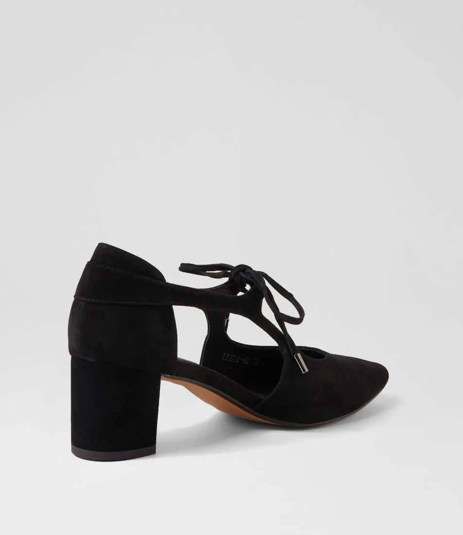 MIDAS Lexaa Black Suede Mary Jane Heels