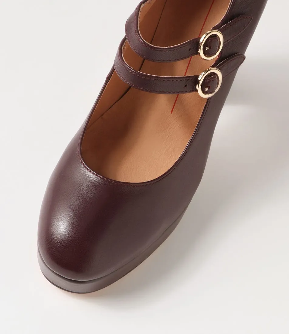 MOLLINI Ainey Burgundy Leather Mary Jane Heels