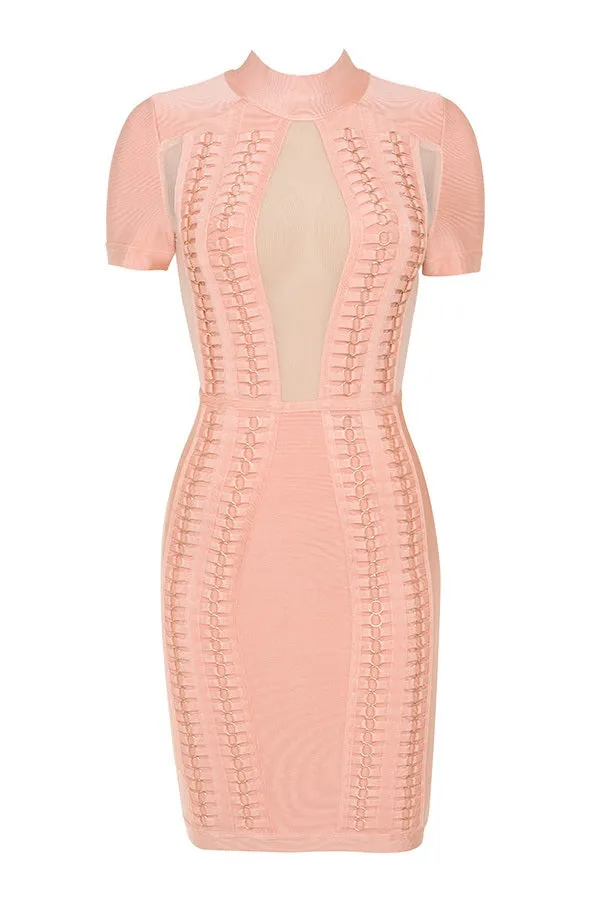 Pink Bandage Dress - Monalisa Mesh Panel - Shop Now