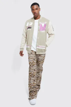 Moto Graphic Jersey Knit Bomber Jacket