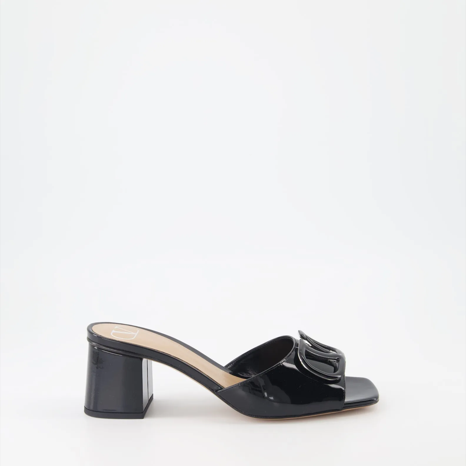 Mules VLogo Heeled Patent Leather