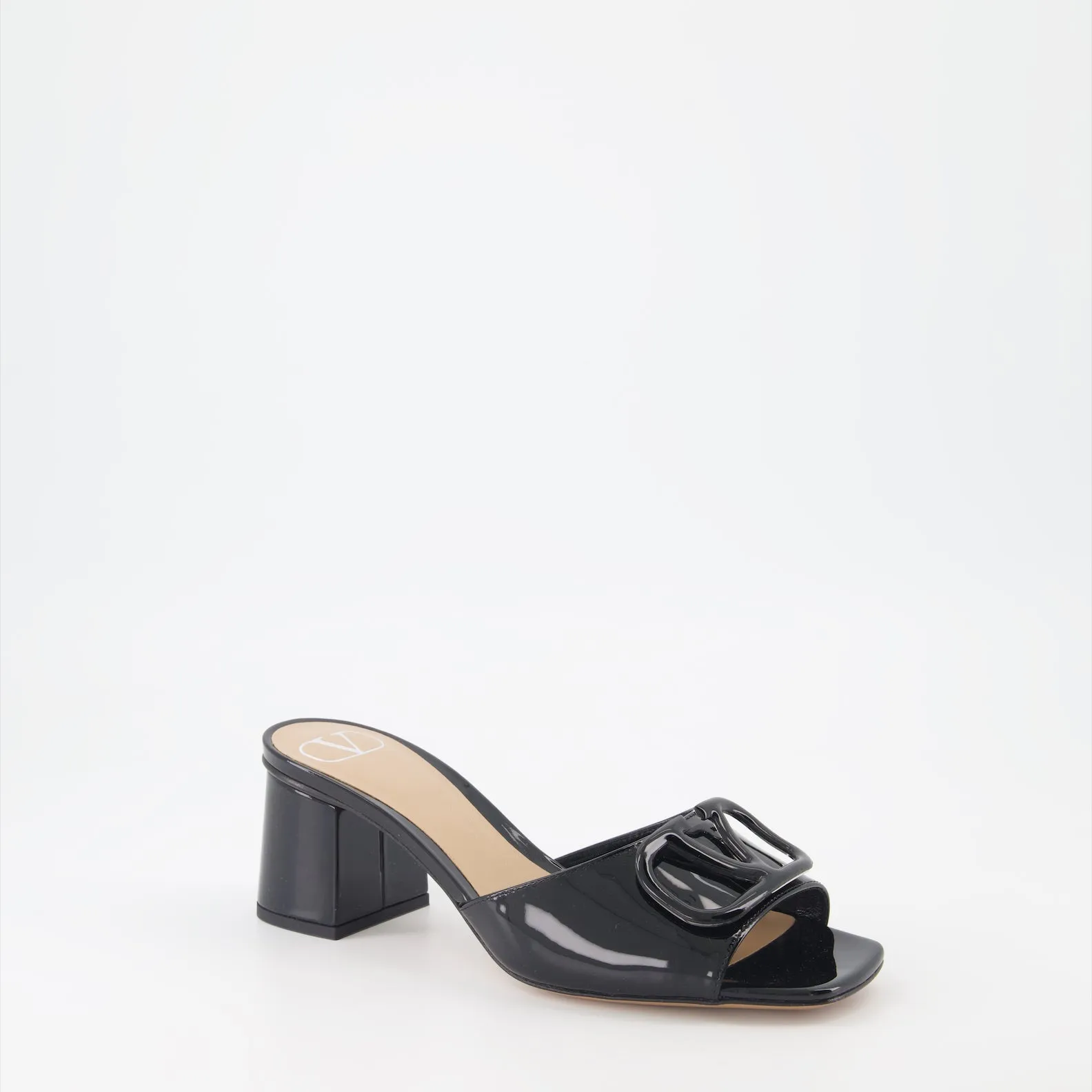 Mules VLogo Heeled Patent Leather