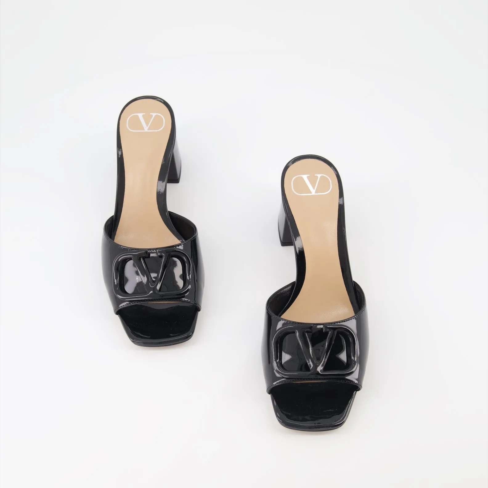 Mules VLogo Heeled Patent Leather