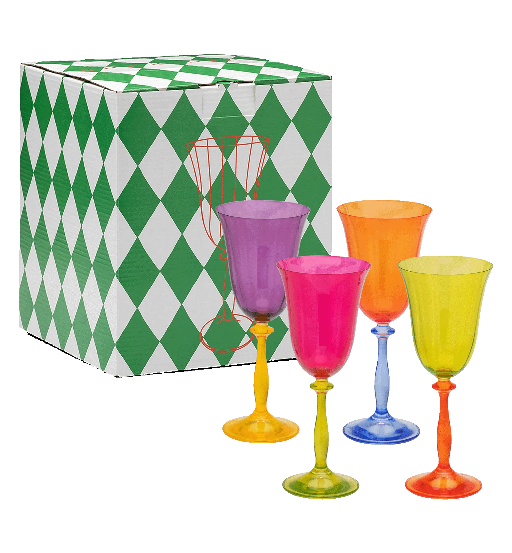 Multicoloured Wine Glass Set of 4