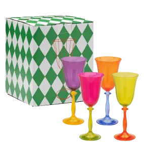 Multicoloured Wine Glass Set of 4