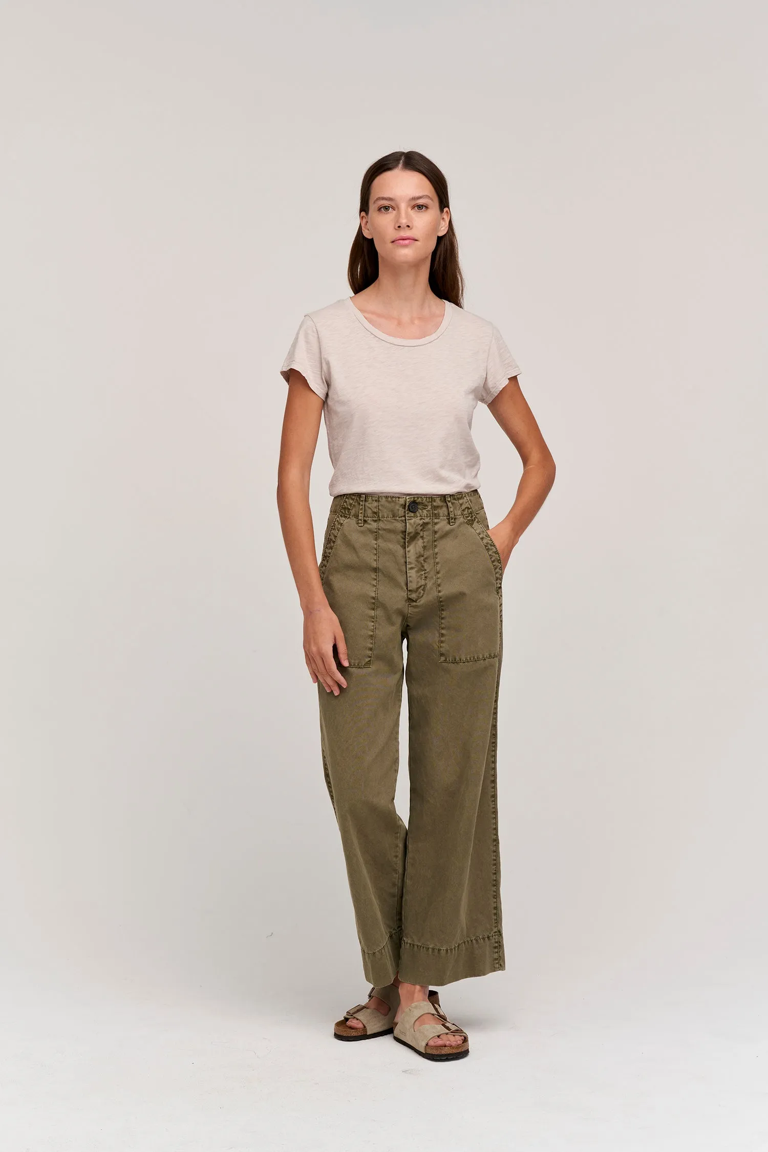 MYA COTTON CANVAS TROUSERS IN AXE