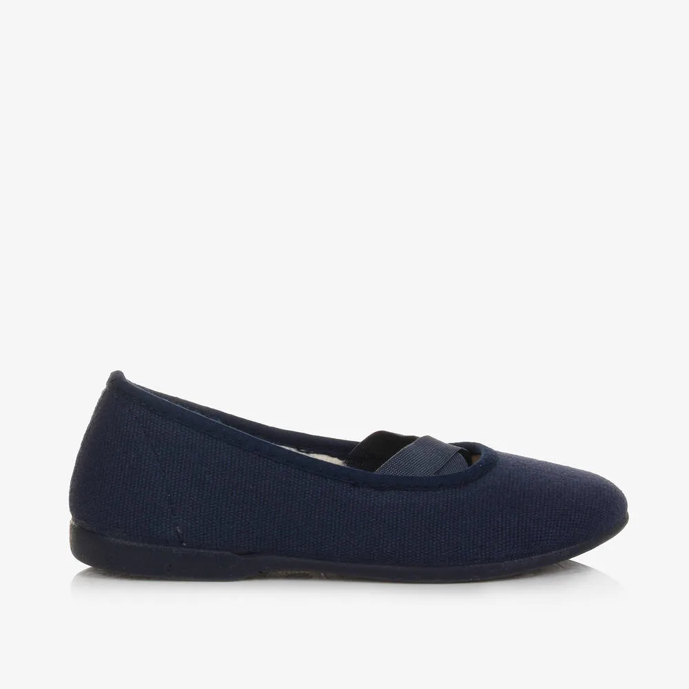 Navy Blue Canvas Pumps