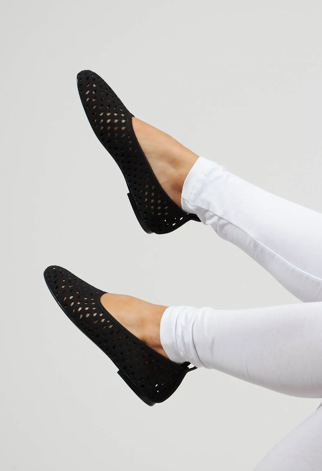 Black Cut Out Pumps with Net Detail