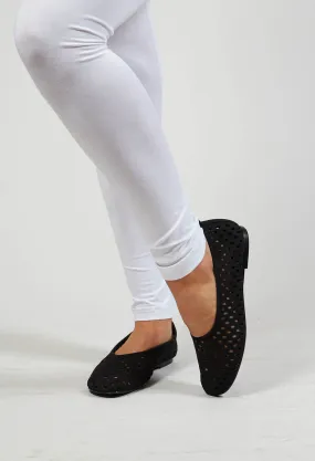 Black Cut Out Pumps with Net Detail