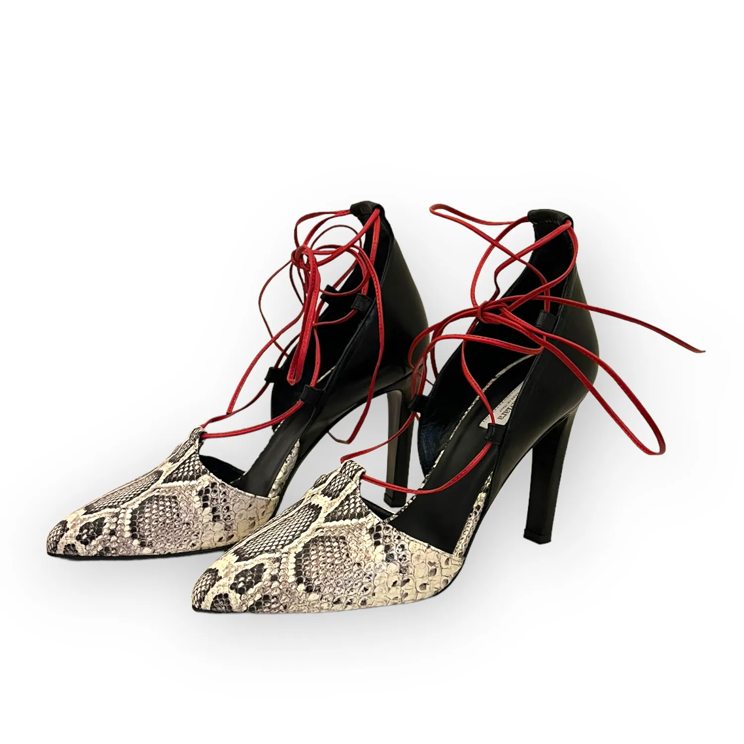 NEW Max Mara Black and Red Snake Print Heels