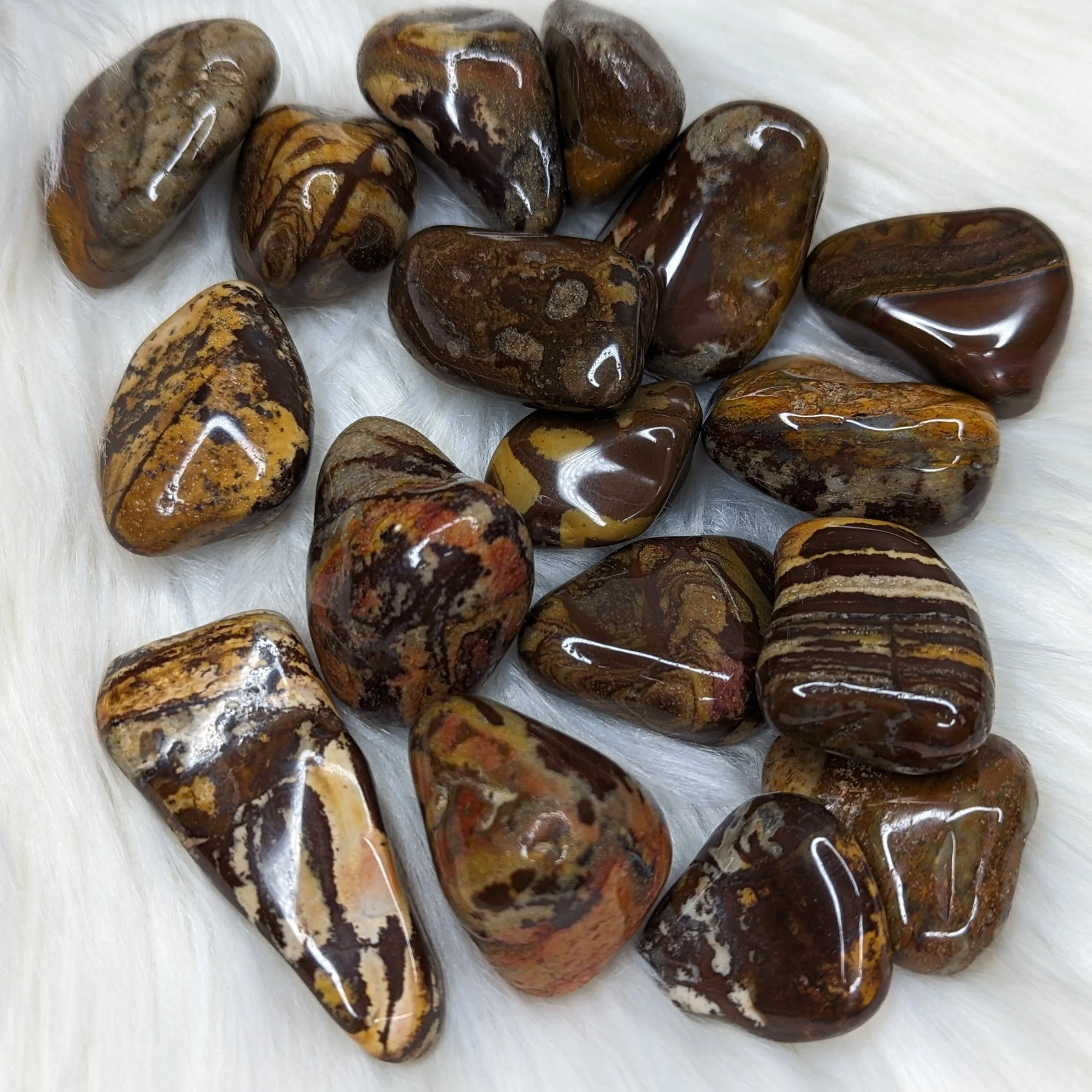 Nguni Jasper Set of 5 Tumbled Stones~ Local : South Africa