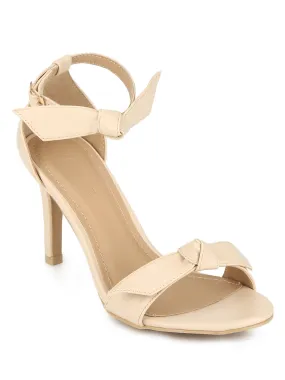 Nude Bow Ankle Strap Stiletto Heels