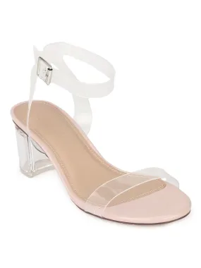 Nude Patent PU Low Perspex Heels