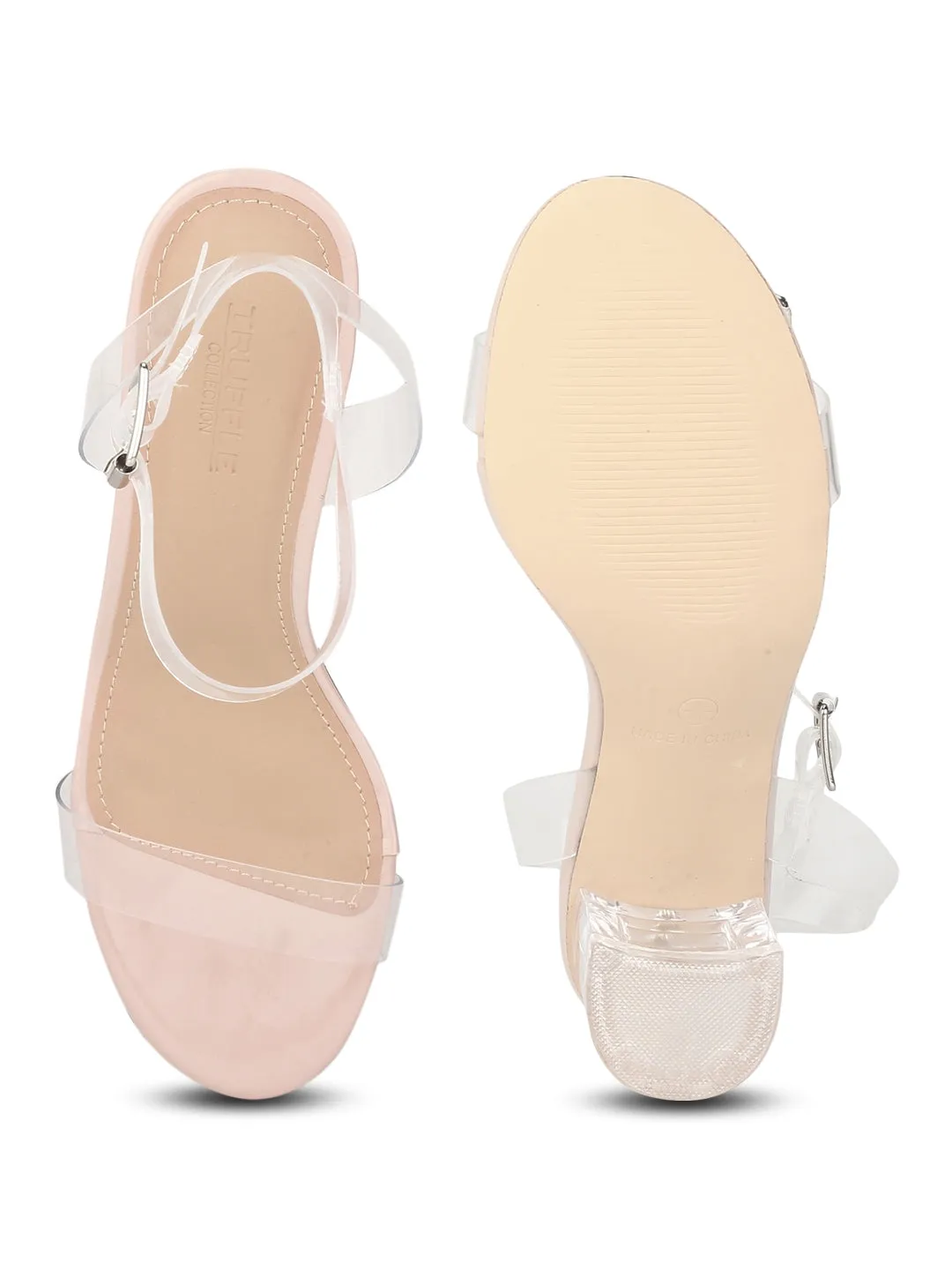 Nude Patent PU Low Perspex Heels