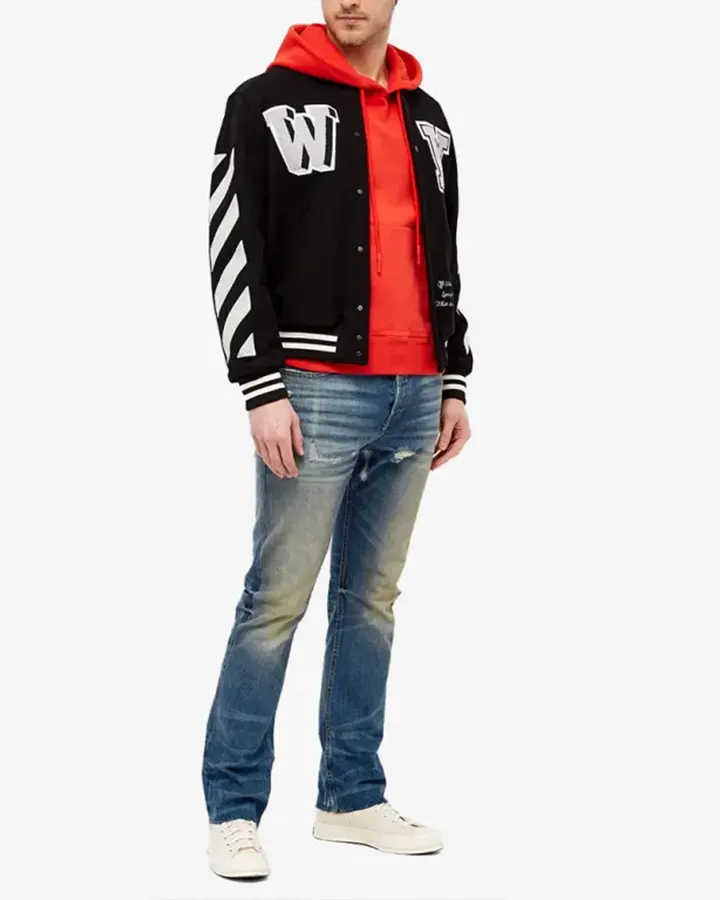 Off White Diagonal Varsity Jacket