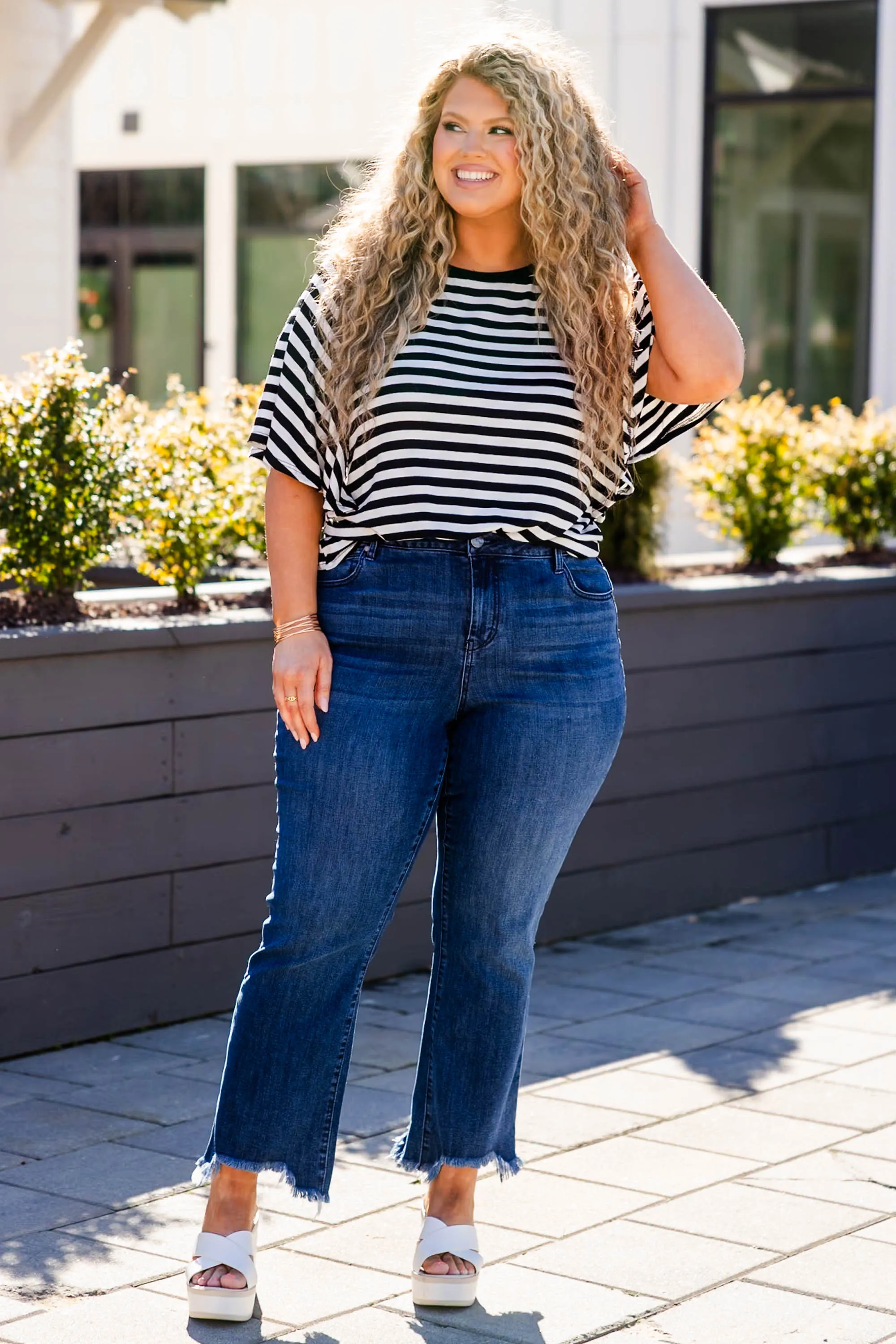 True Stripes Top in Black and Ivory