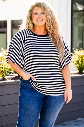 True Stripes Top in Black and Ivory