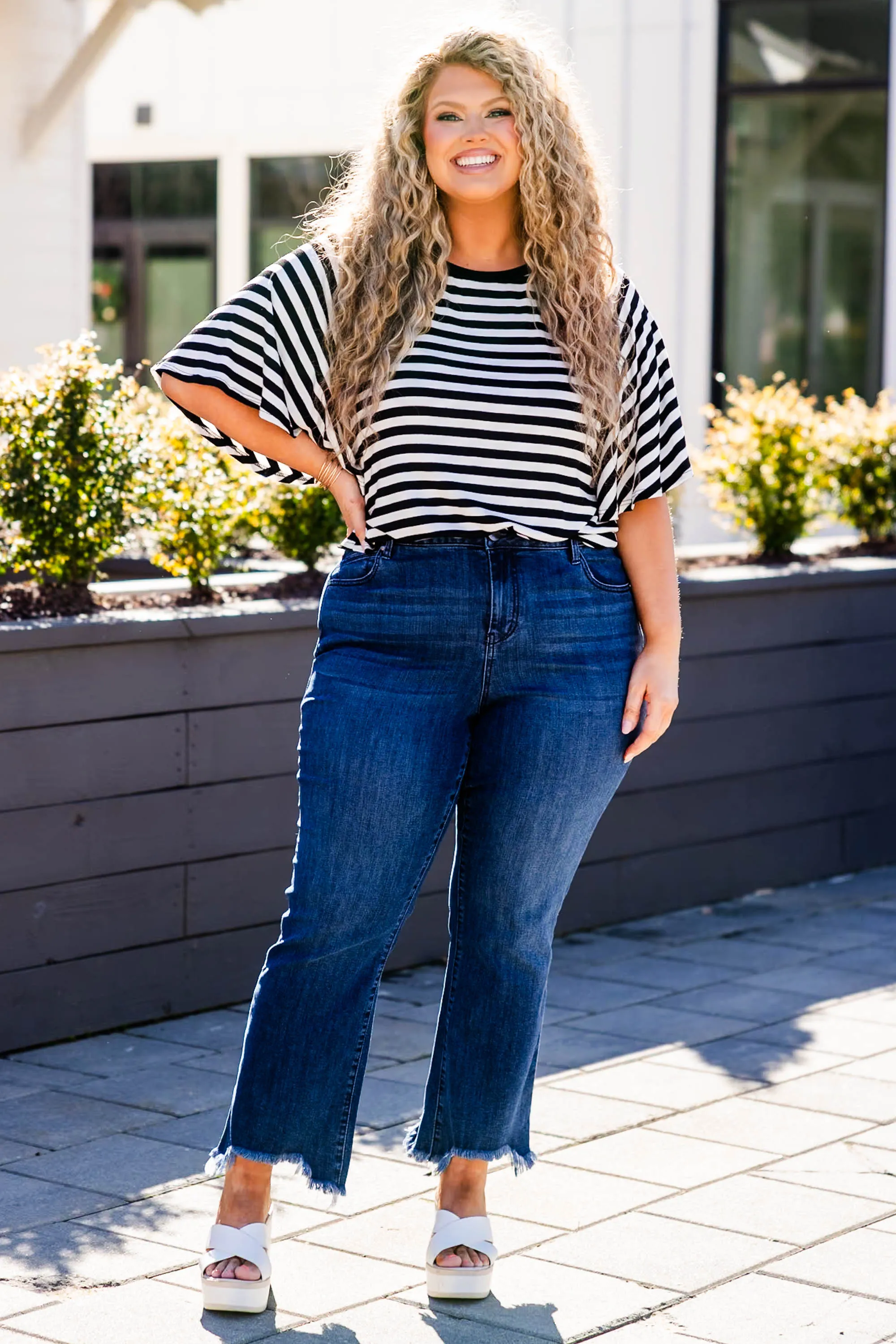 True Stripes Top in Black and Ivory