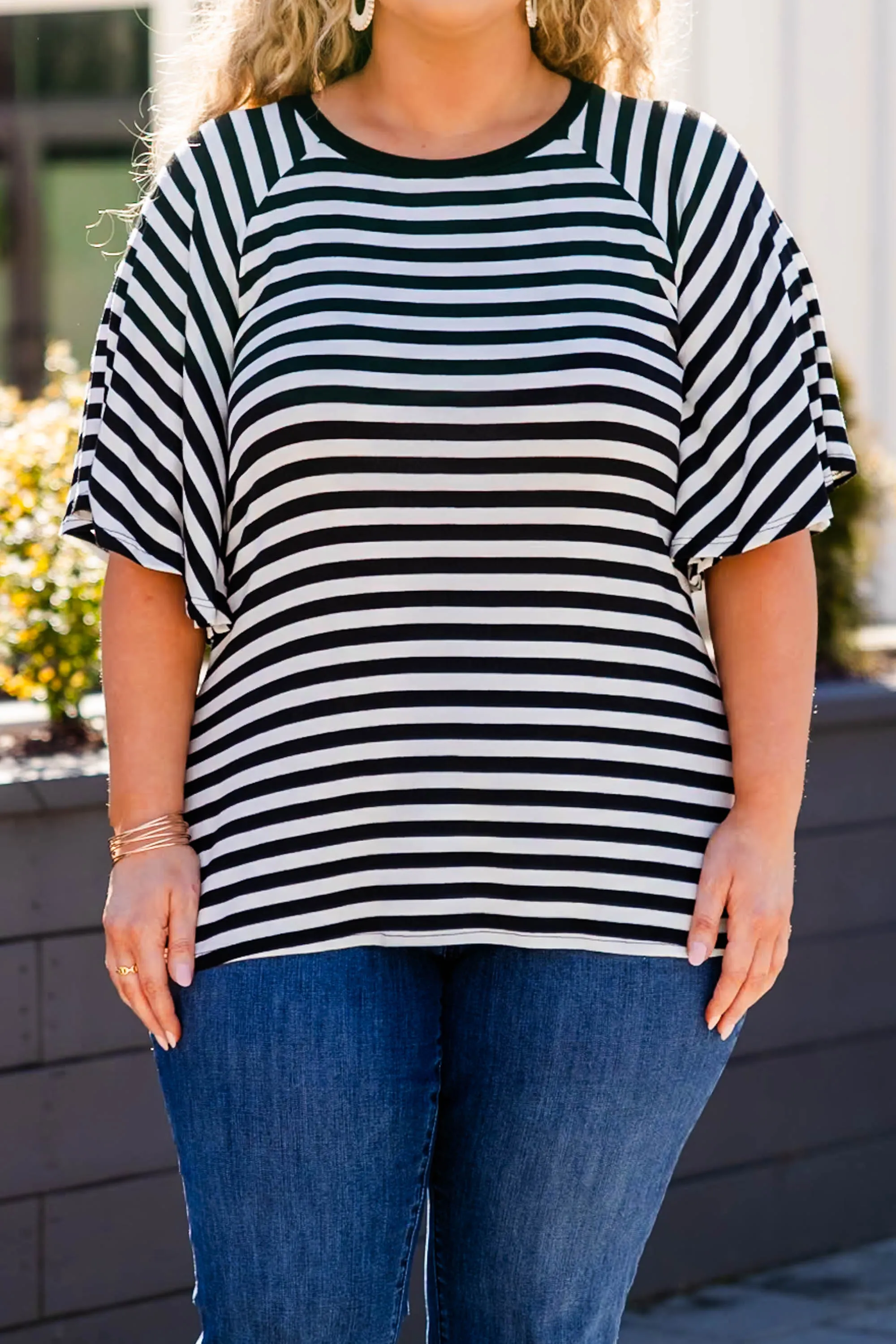 True Stripes Top in Black and Ivory