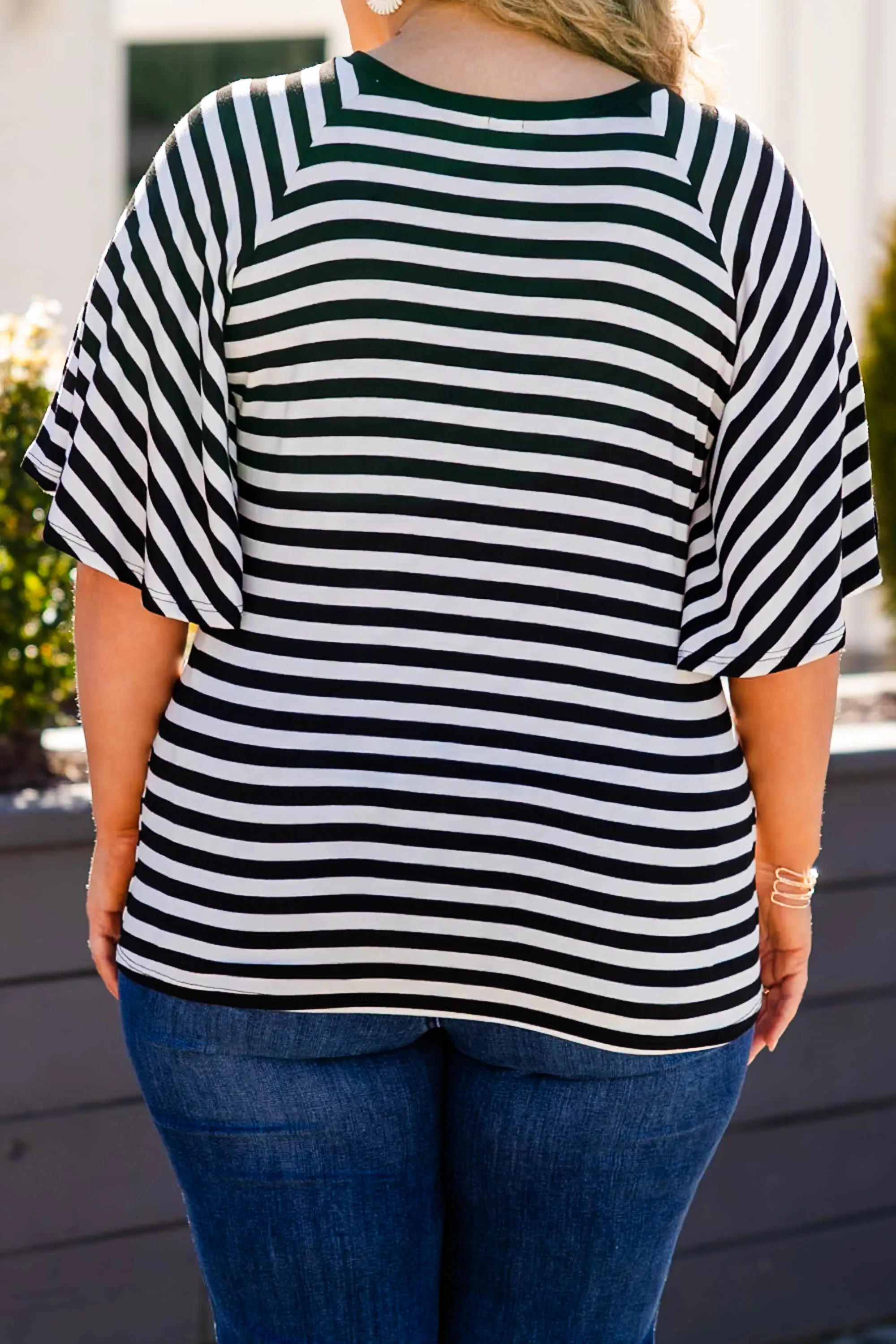 True Stripes Top in Black and Ivory