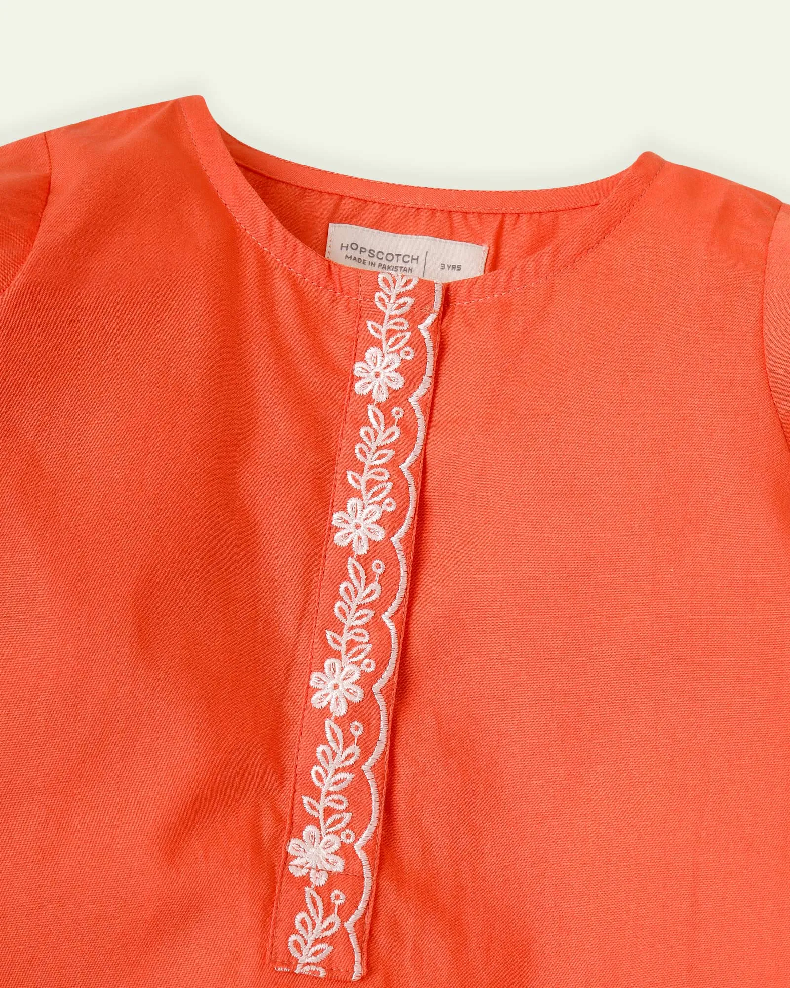 Orange Tunic Set with Fusion Design