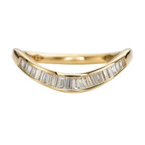 ORDER ONLY: 18K Gold Channel-Set Tapered Baguette Diamond Curved Band