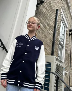 Oxford Navy & White Varsity Jacket