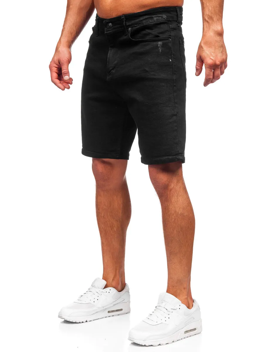 Black Denim Shorts for Men by Bolf 0628