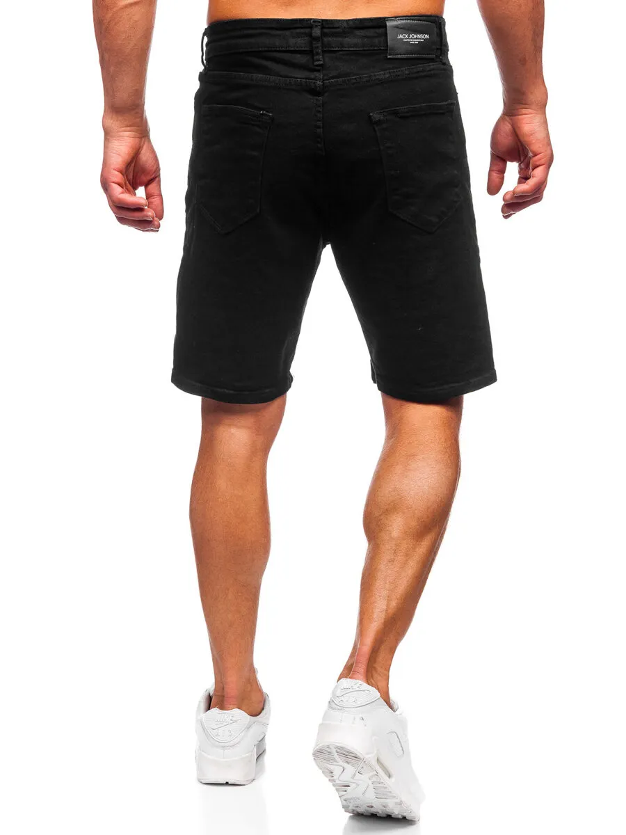 Black Denim Shorts for Men by Bolf 0628