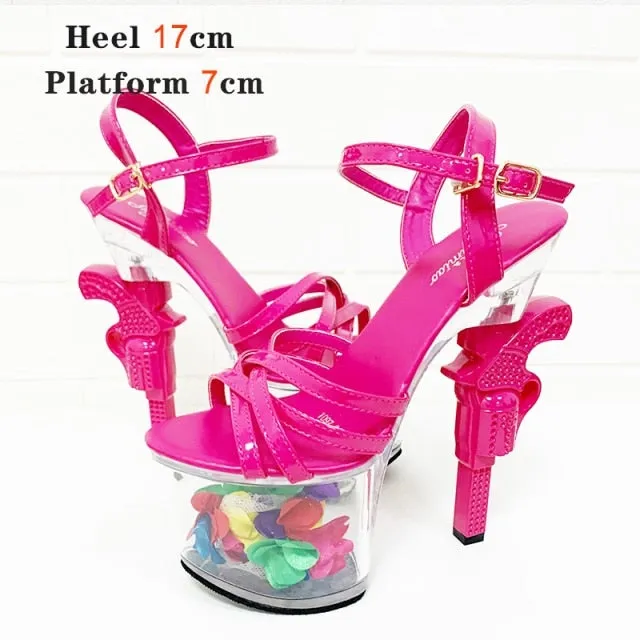 Transparent High Heel Women's Sandals - Patent Leather Catwalk Pumps