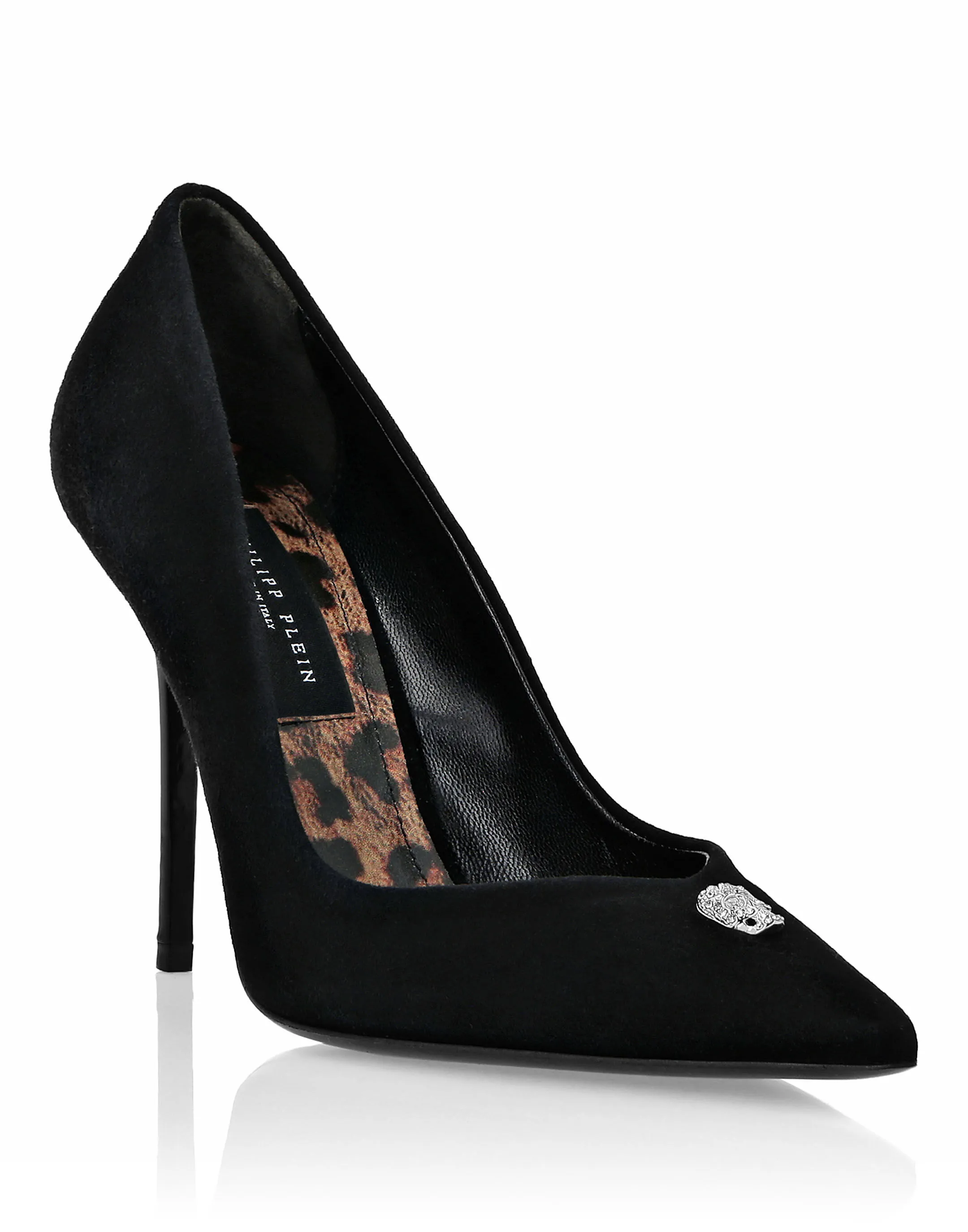 PHILIPP PLEIN Suede Decollete Hi-Heels Crystal Skull