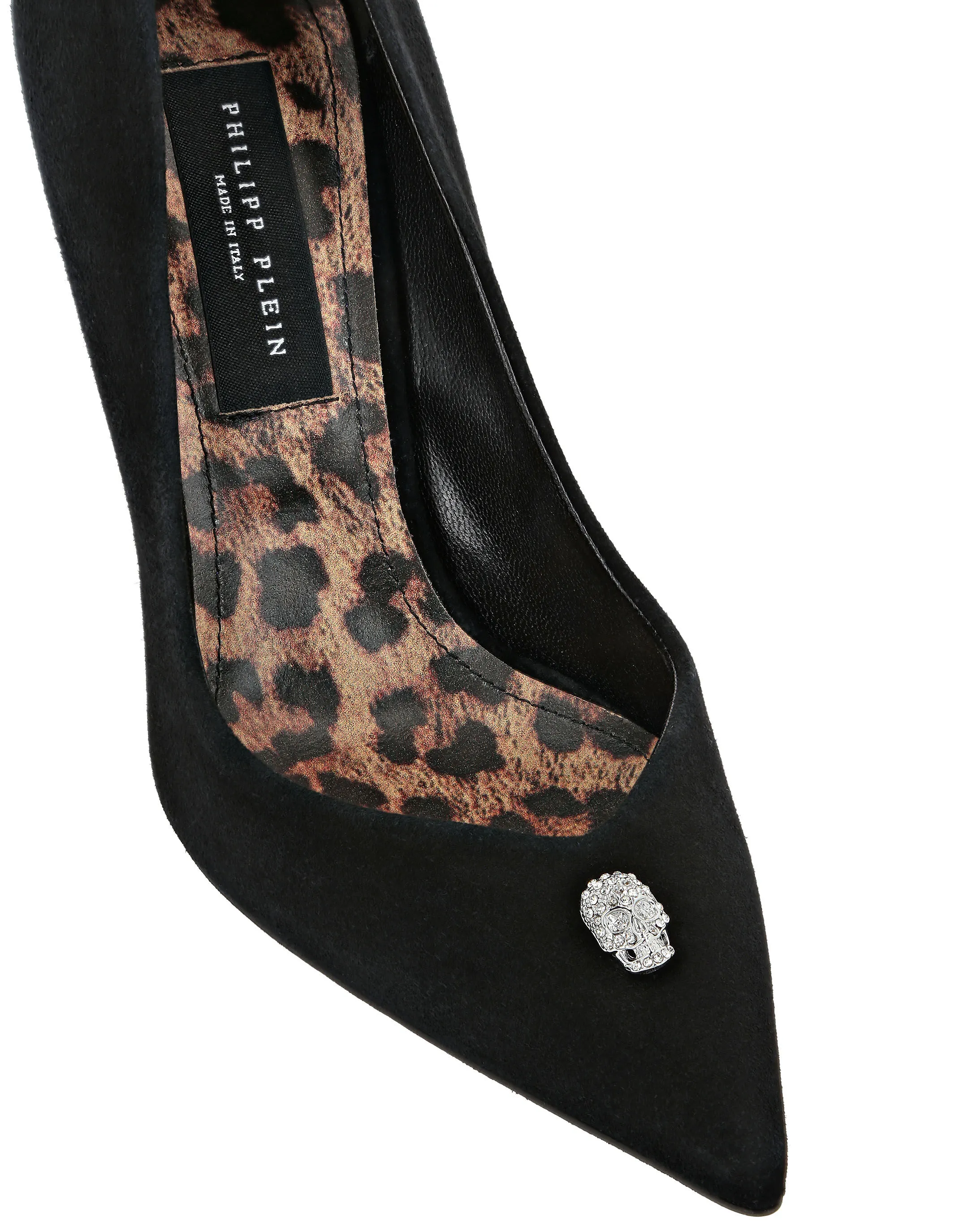 PHILIPP PLEIN Suede Decollete Hi-Heels Crystal Skull