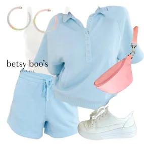 Pier Collared Top Sky Blue Set STS - Shop Now