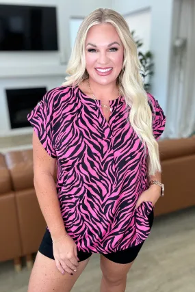 Pink and Black Zebra Print Lizzy Cap Sleeve Top