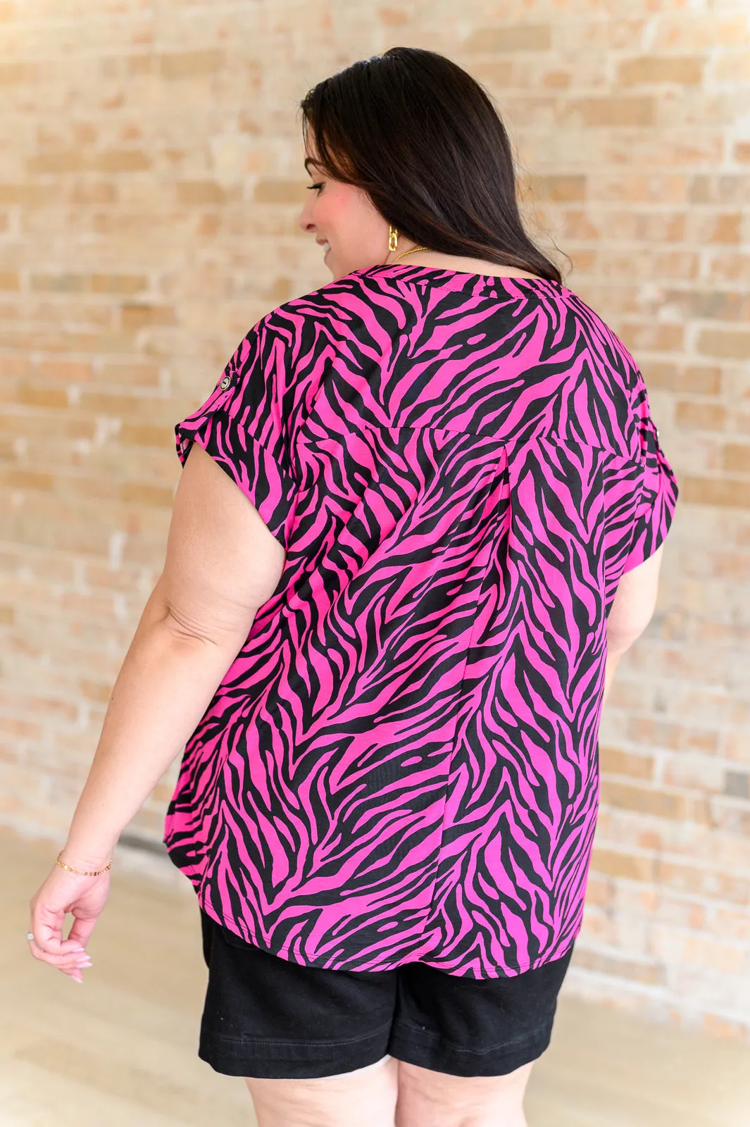 Pink and Black Zebra Print Lizzy Cap Sleeve Top