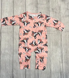 Pink Infant Girl Cow Head Romper