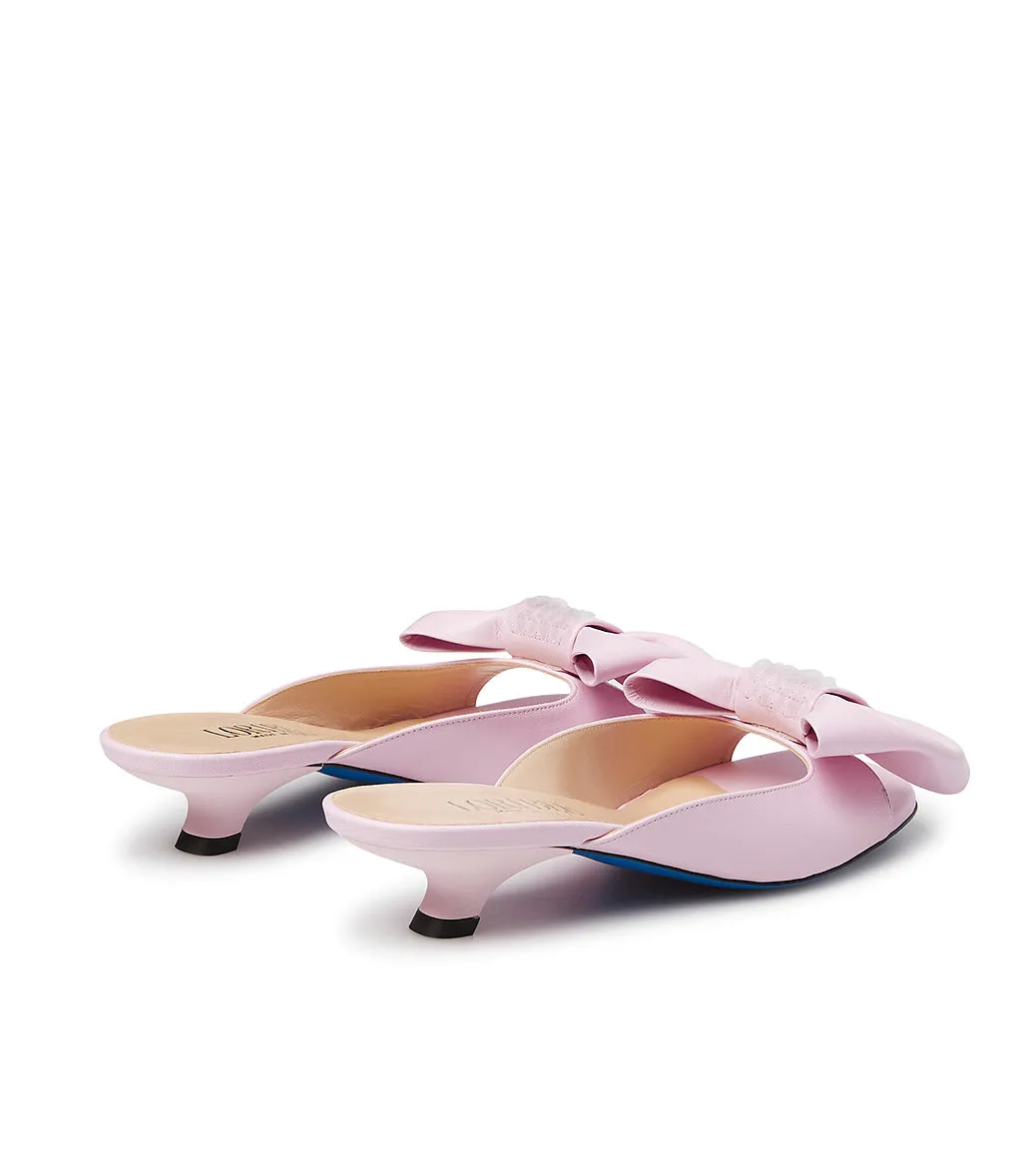 Pink Nappa Leather Mules Embellished with Sequins