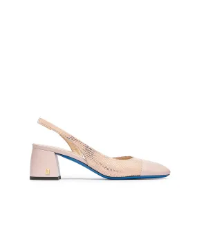 Pink Nappa Leather Slingback Pumps with Logo Plaque