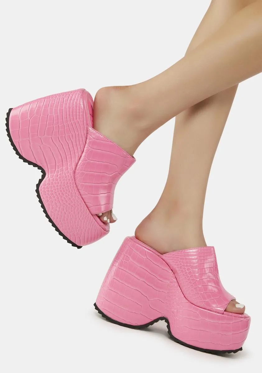 Pink Nennia Platform Wedges