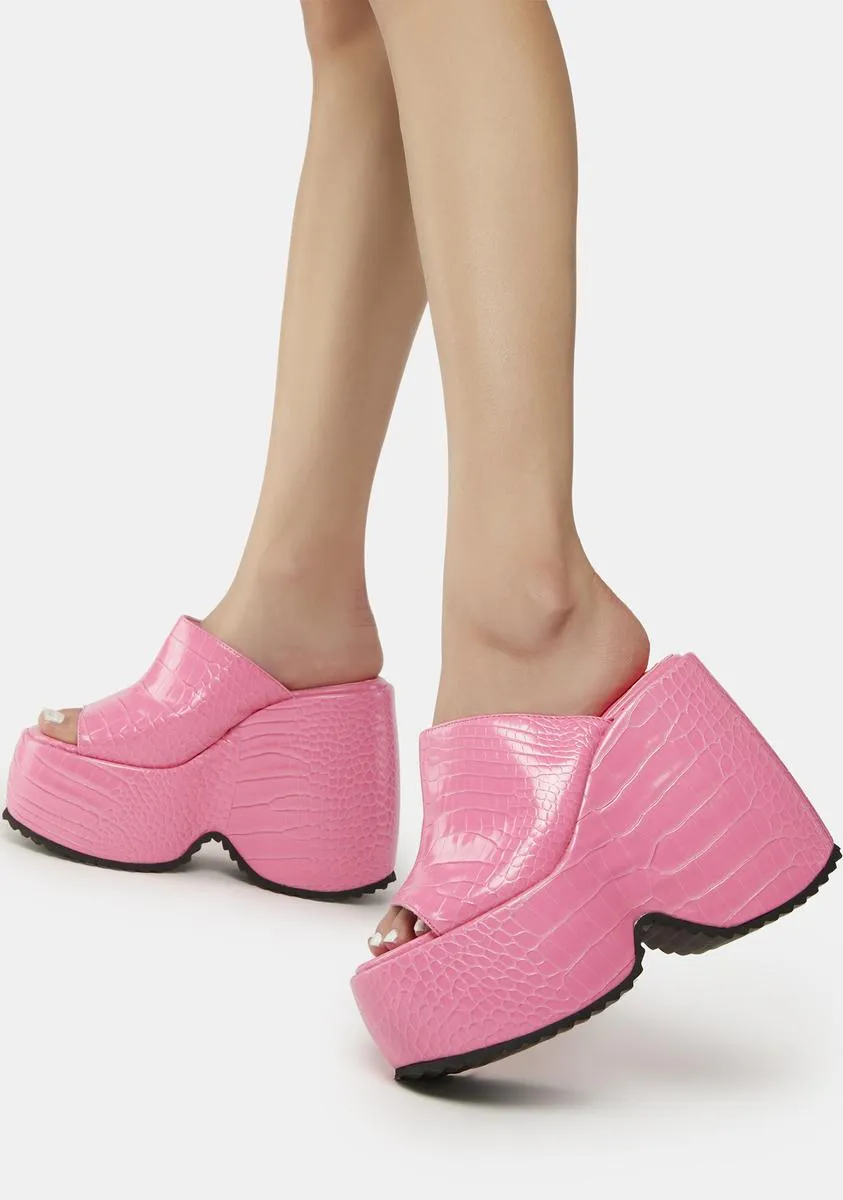 Pink Nennia Platform Wedges