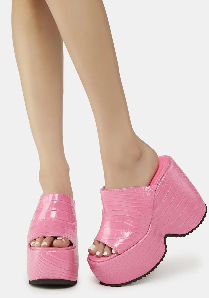 Pink Nennia Platform Wedges