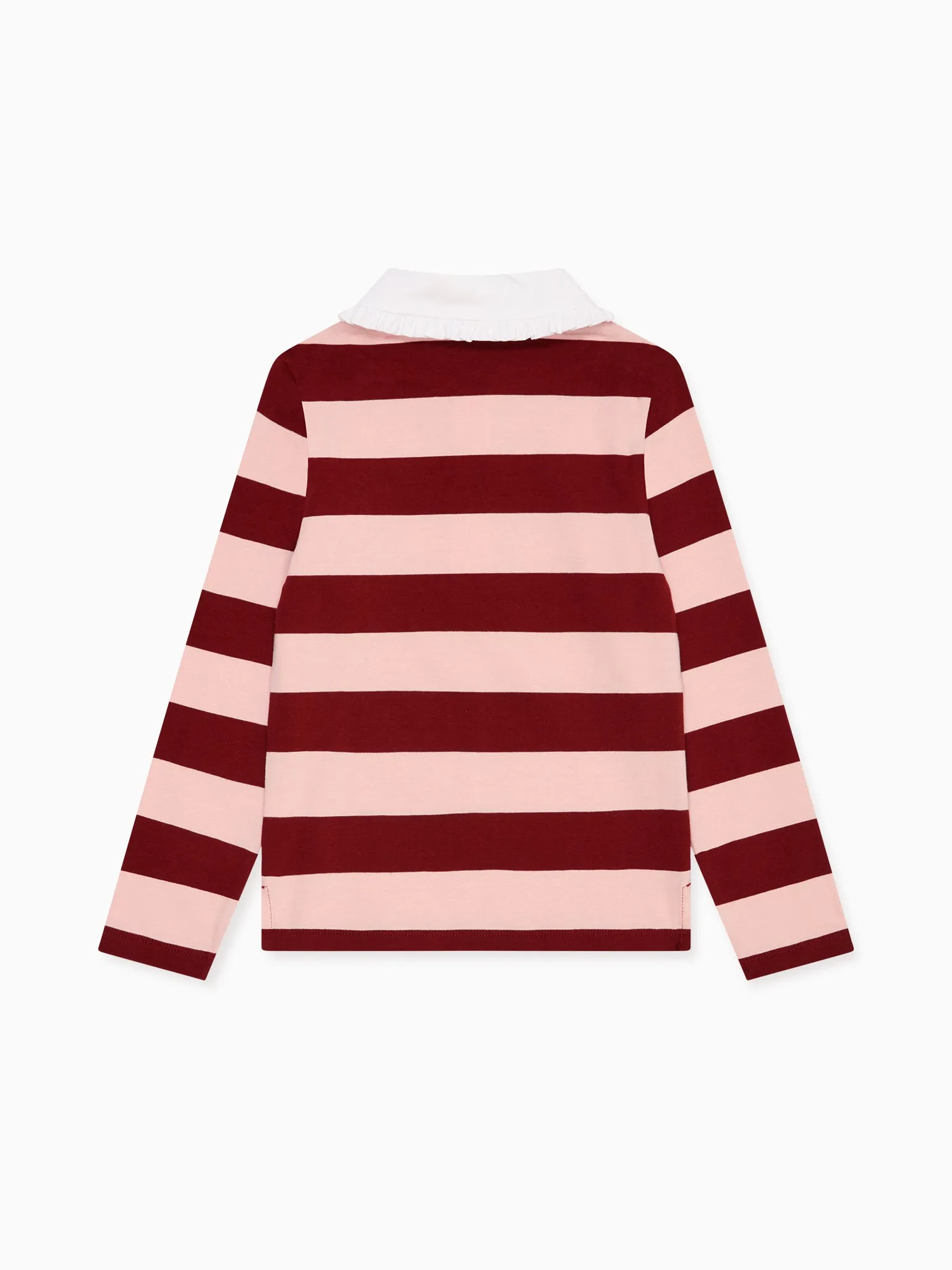 Pink Stripe Rosalie Long Sleeve Girl Polo Shirt