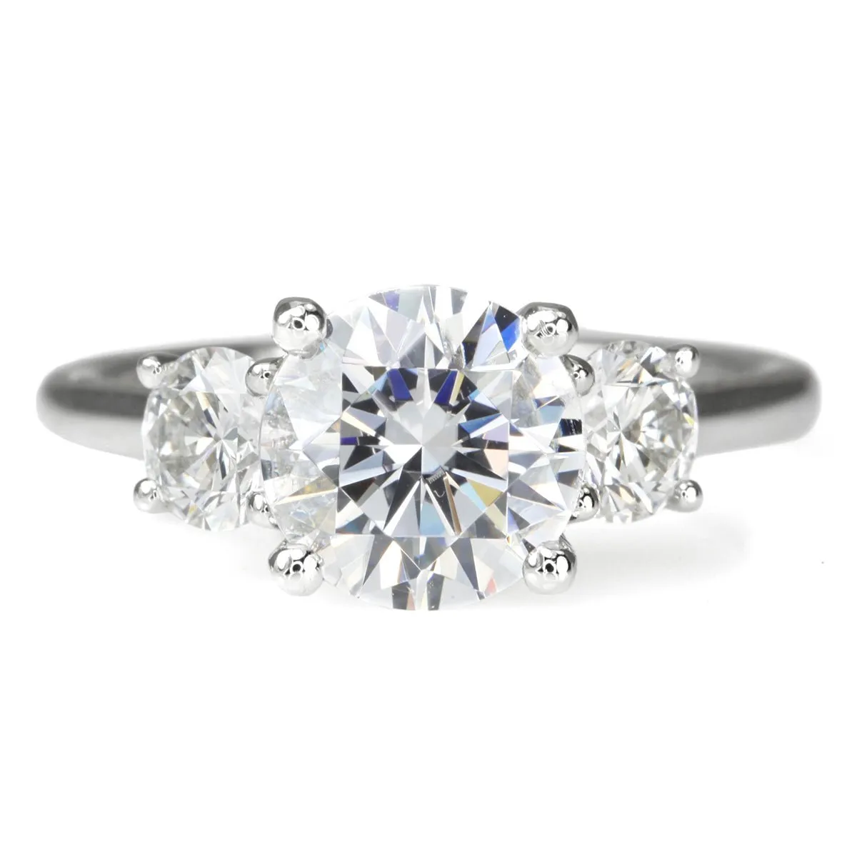 Platinum Prong-Set Three Stone Engagement Ring Mount