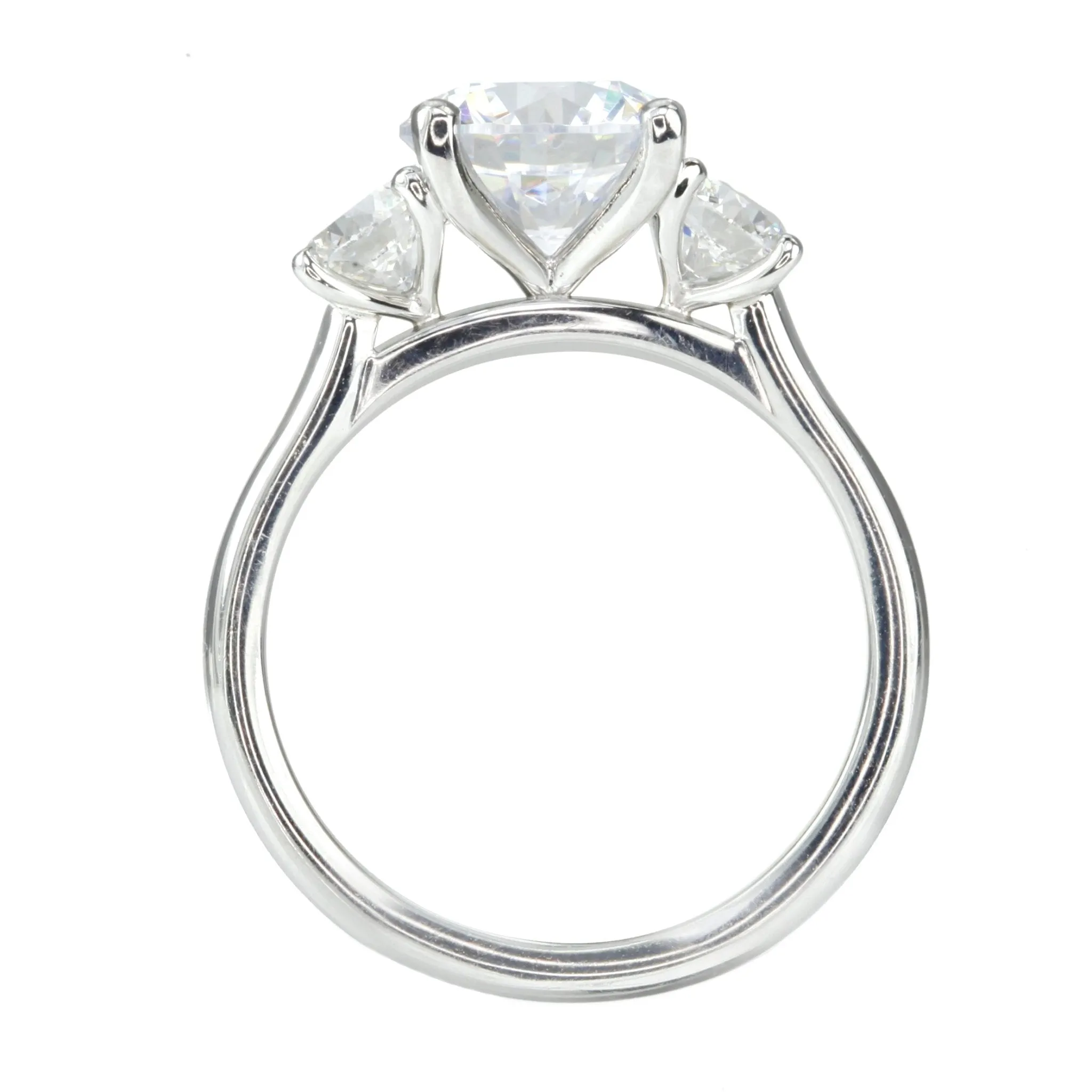 Platinum Prong-Set Three Stone Engagement Ring Mount